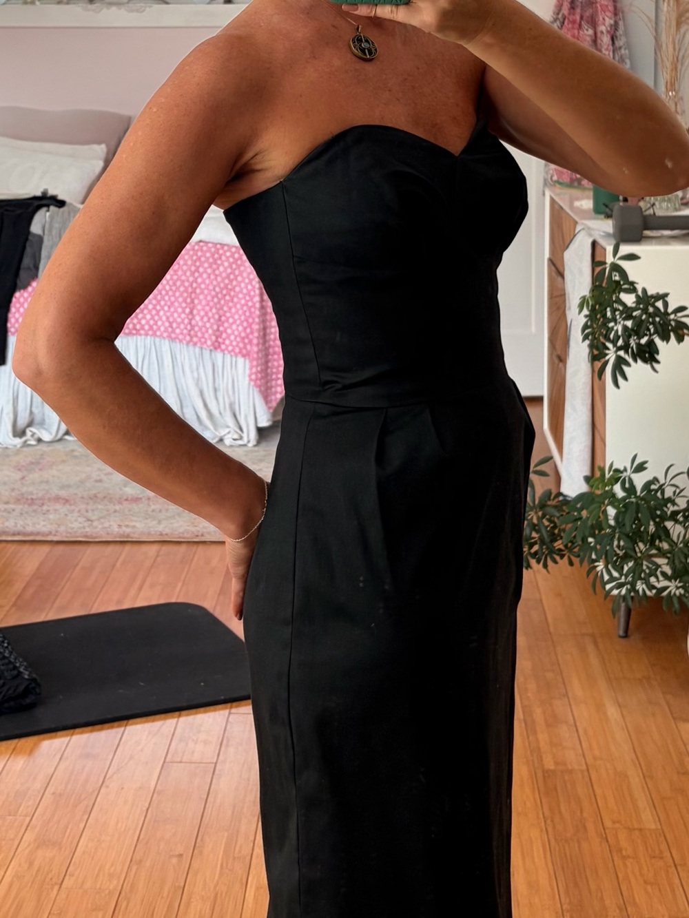 Robin Jordan Strapless Black Midi Dress
